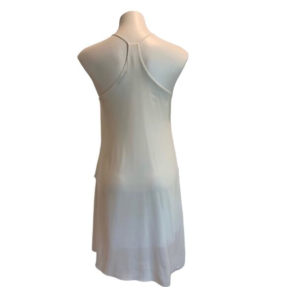 White Slip Dress Sz S Flowy Summer Racerback Minimalist Lightweight Beach Brunch - Picture 13 of 13